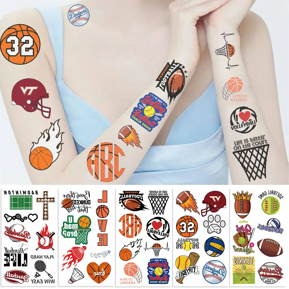 10 قطعة مجموعة الرسوم المتحركة الرياضية الجديدة الوشم ملصق مقاوم للماء حفلة هدية مضحك متعة الوجه ملصق عبر الحدود