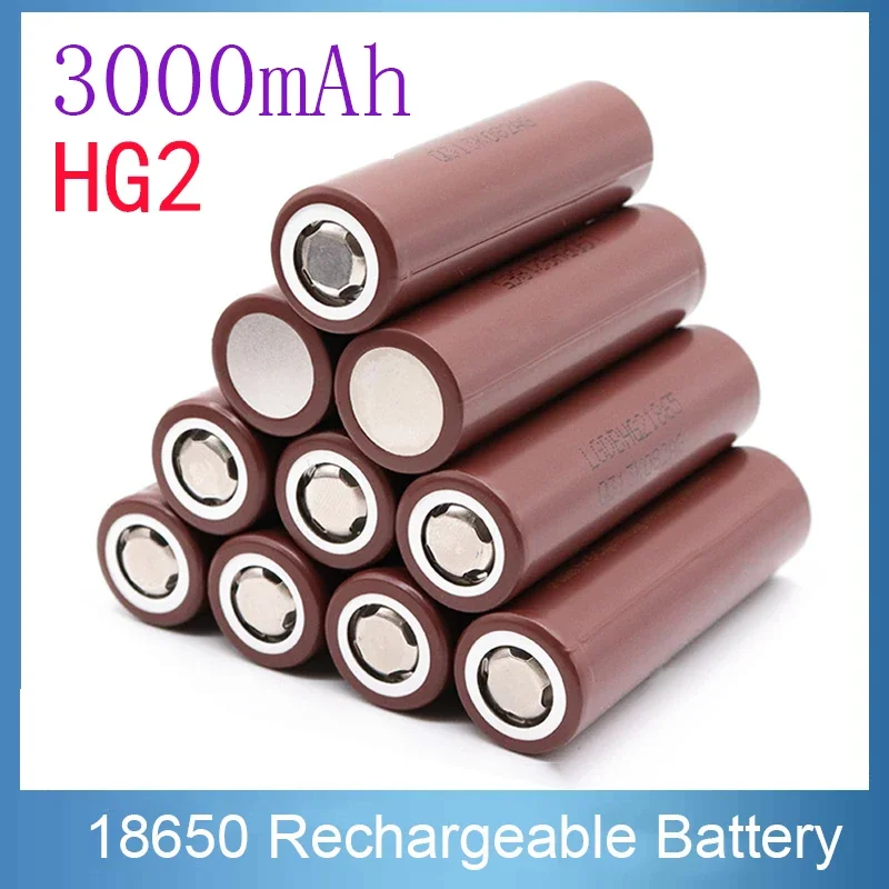 100%  Real Capacity 18650HG 2 Battery 3000mAh with High Discharge Rate of 20A