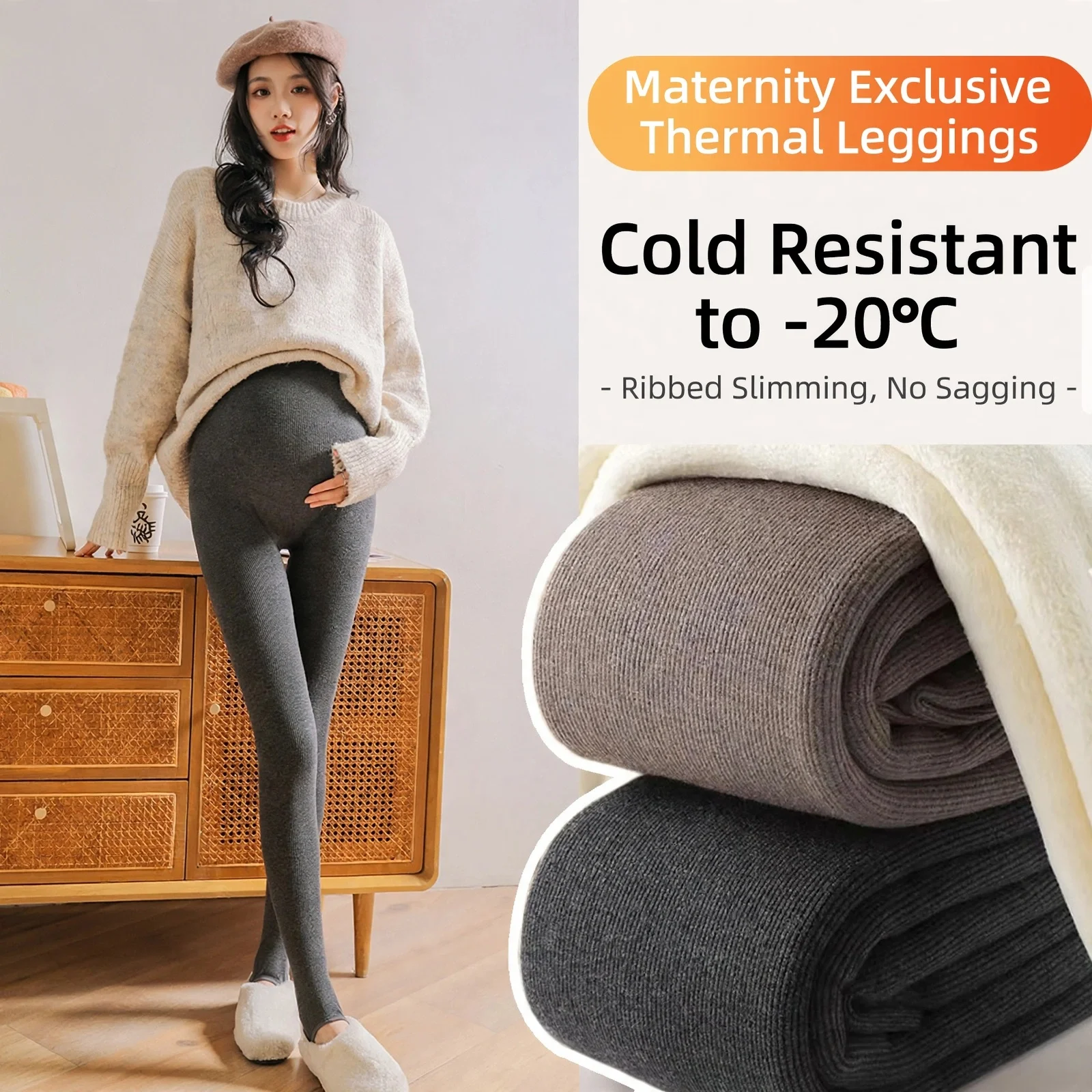 Maternity Maternity Leggings Pregnant Women Belly Support Velvet Thickened Warm Footed Thermal Pantyhose Autumn Winter Spring Daily Wear - Aliexpress Deal