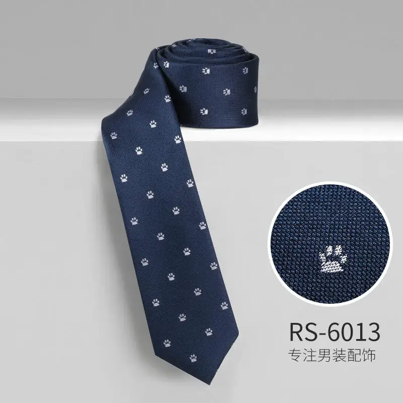 RONGZHI 100% Silk Tie Men's Korean Edition Student Fashion Versatile Casual 6cm Fashion Personality British Embroidery Pattern