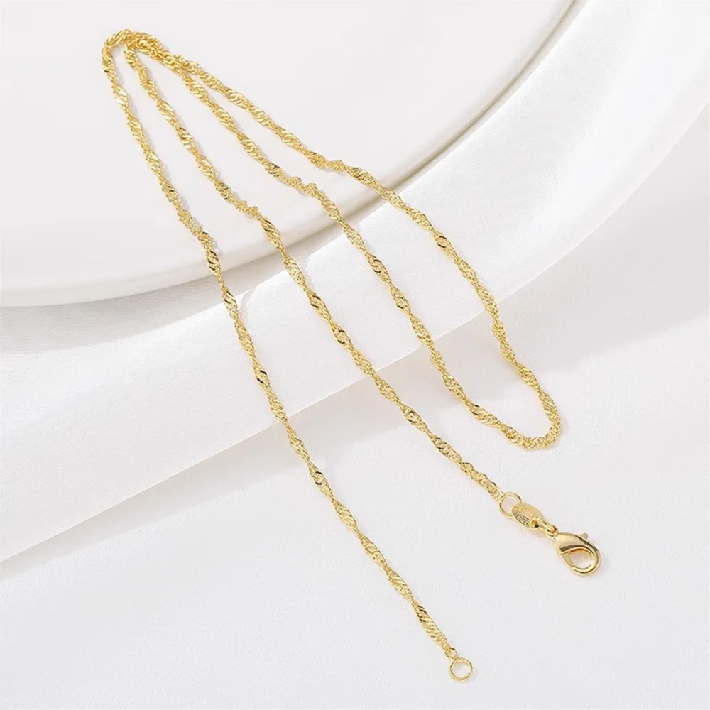 

14K Gold Water Wave Chain Collarbone Chain Handcrafted DIY Making Bracelet Necklace Extension Chain Jewelry Material Accessories