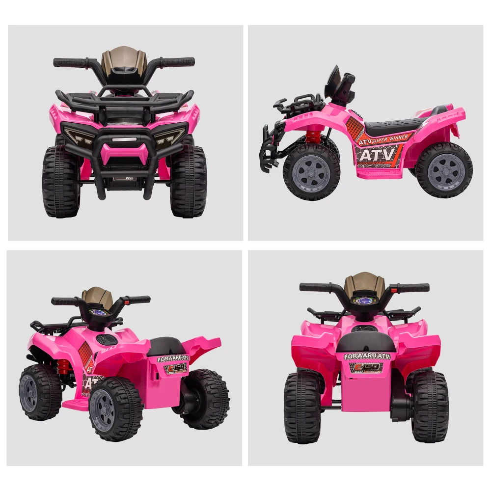 Kids ATV Four Wheeler  Ride on Car, Motorized Quad, 6V Battery Powered Electric Quad with Songs for 18-36 Months, Pink