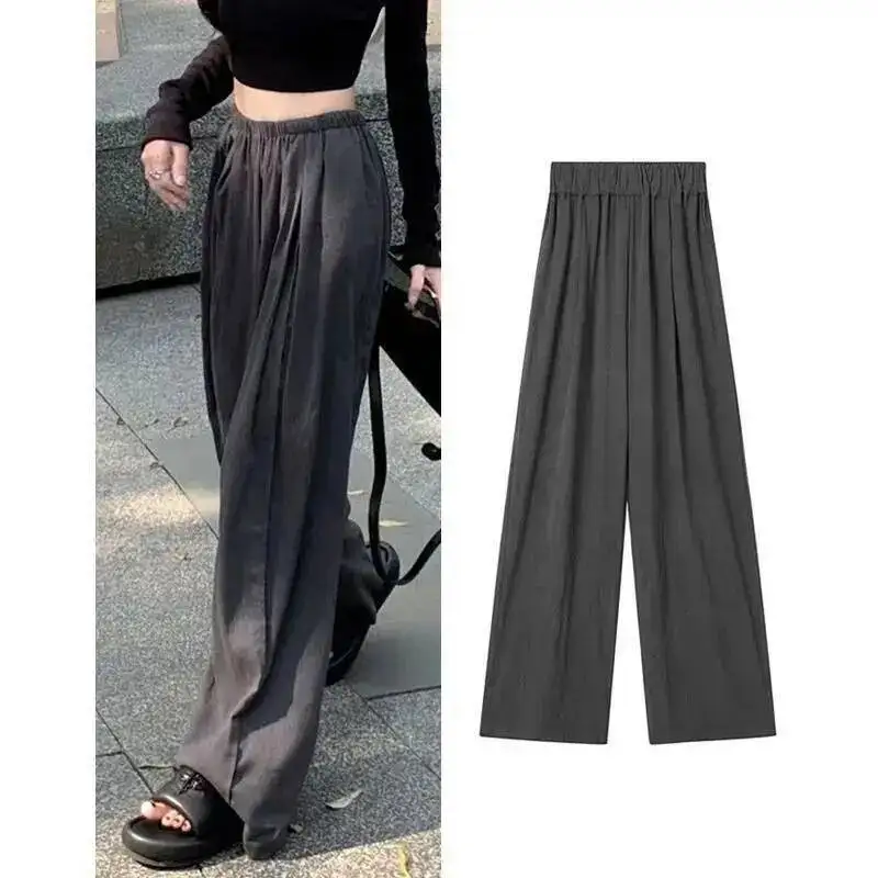 

Новый летний модный тренд, драпированные повседневные свободные японские плиссированные однотонные широкие брюки с высокой талией и шваброй