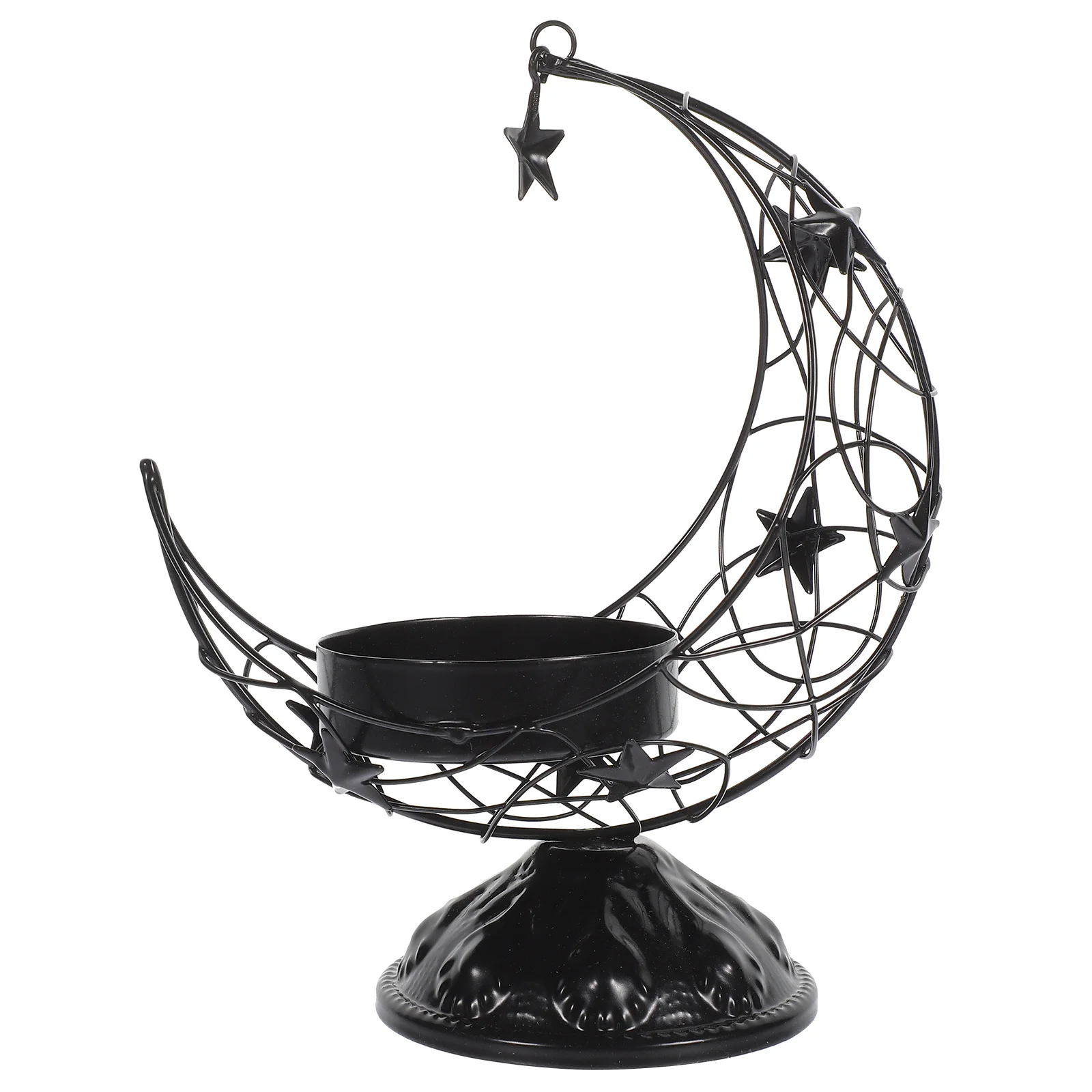 

Metal Hollow Moon Holder Desktop Candlestick Holder Decorative Stand for Home Wedding Festival Table Ornament