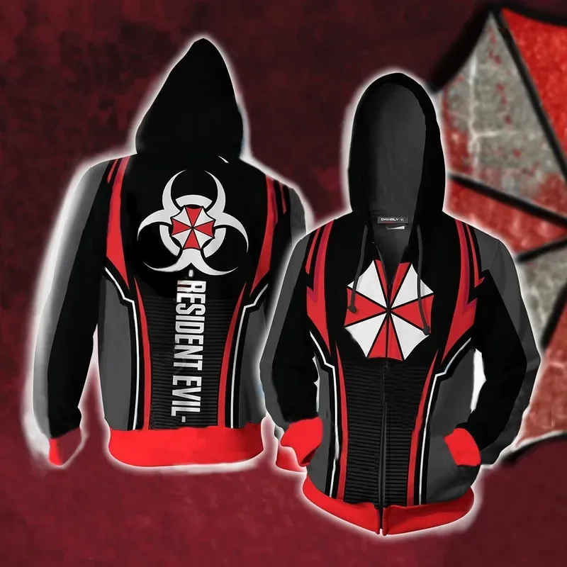 Resident Village Umbrella Corporation Game Cosplay Ethan Winters Hooded Biohazard Hoodies Zipper Hoddie Coats Jacket Sweatshirts