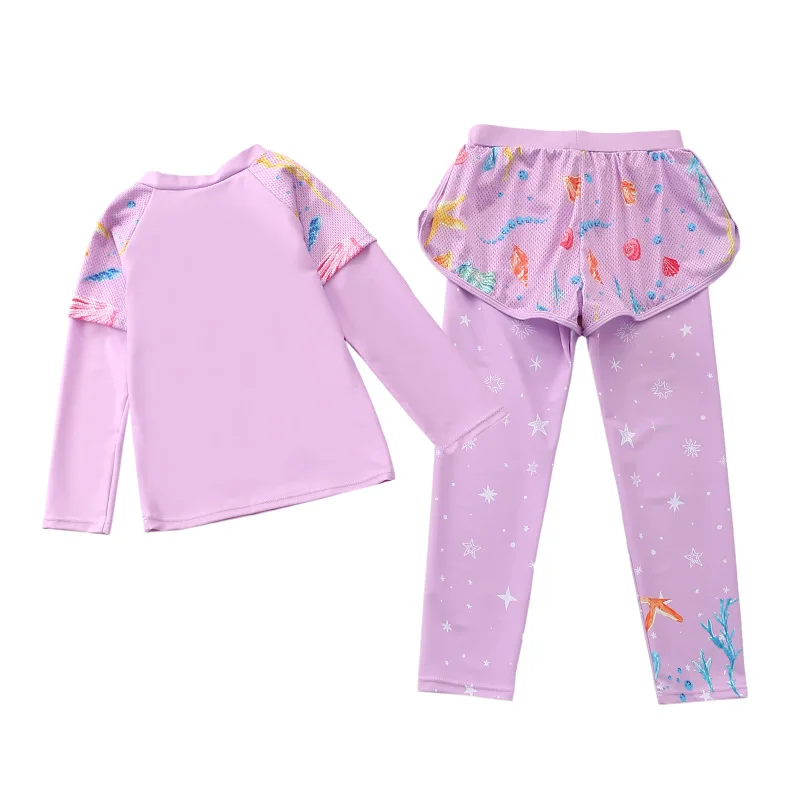 HappyFlute Split Princess Style Two Pieces Set Long-sleeve Trousers And Long-sleeved Cute Baby Girls Swimsuit