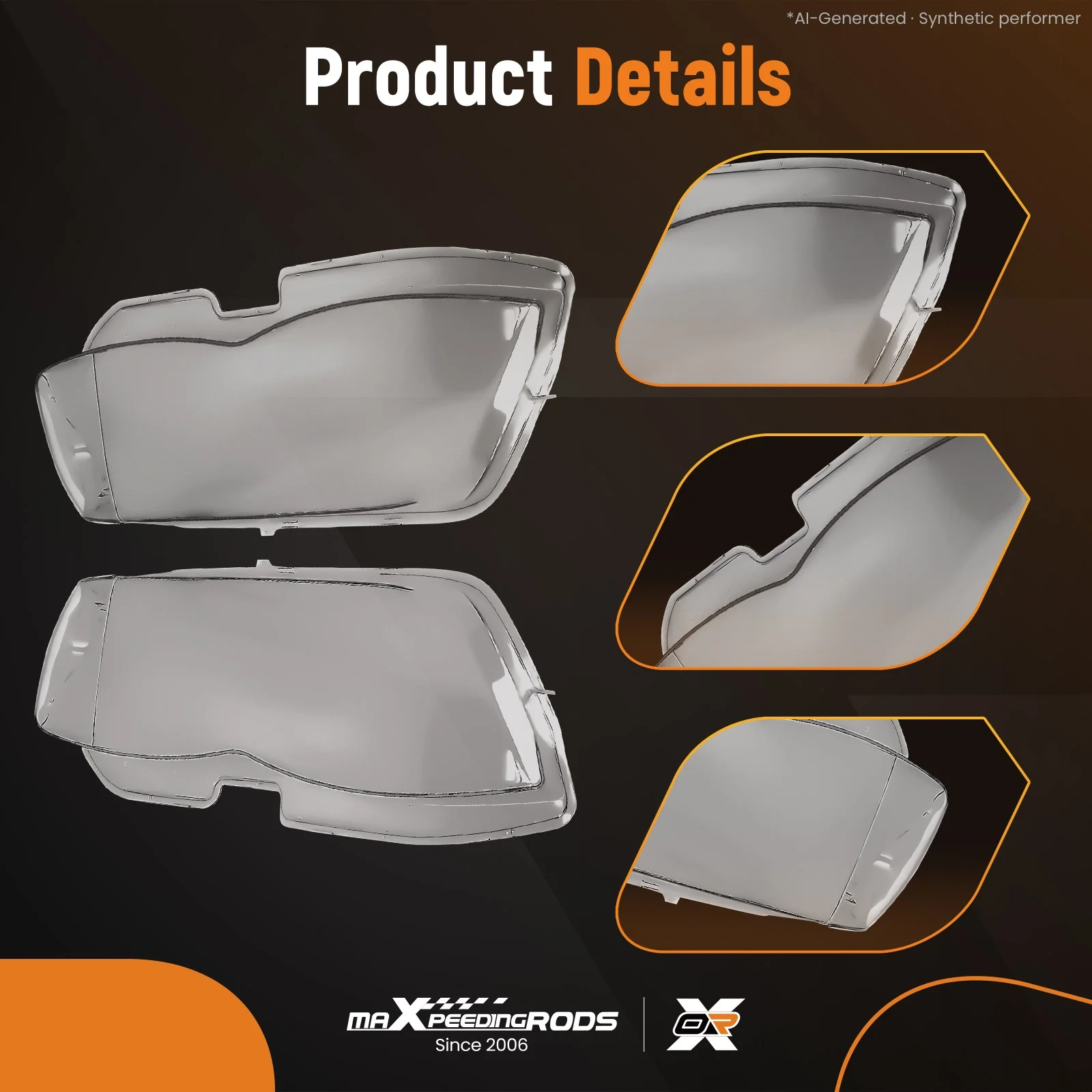 Replacement Headlight Lens Cover for BMW X5 E53 2004 2005 2006 63117166817 Pair