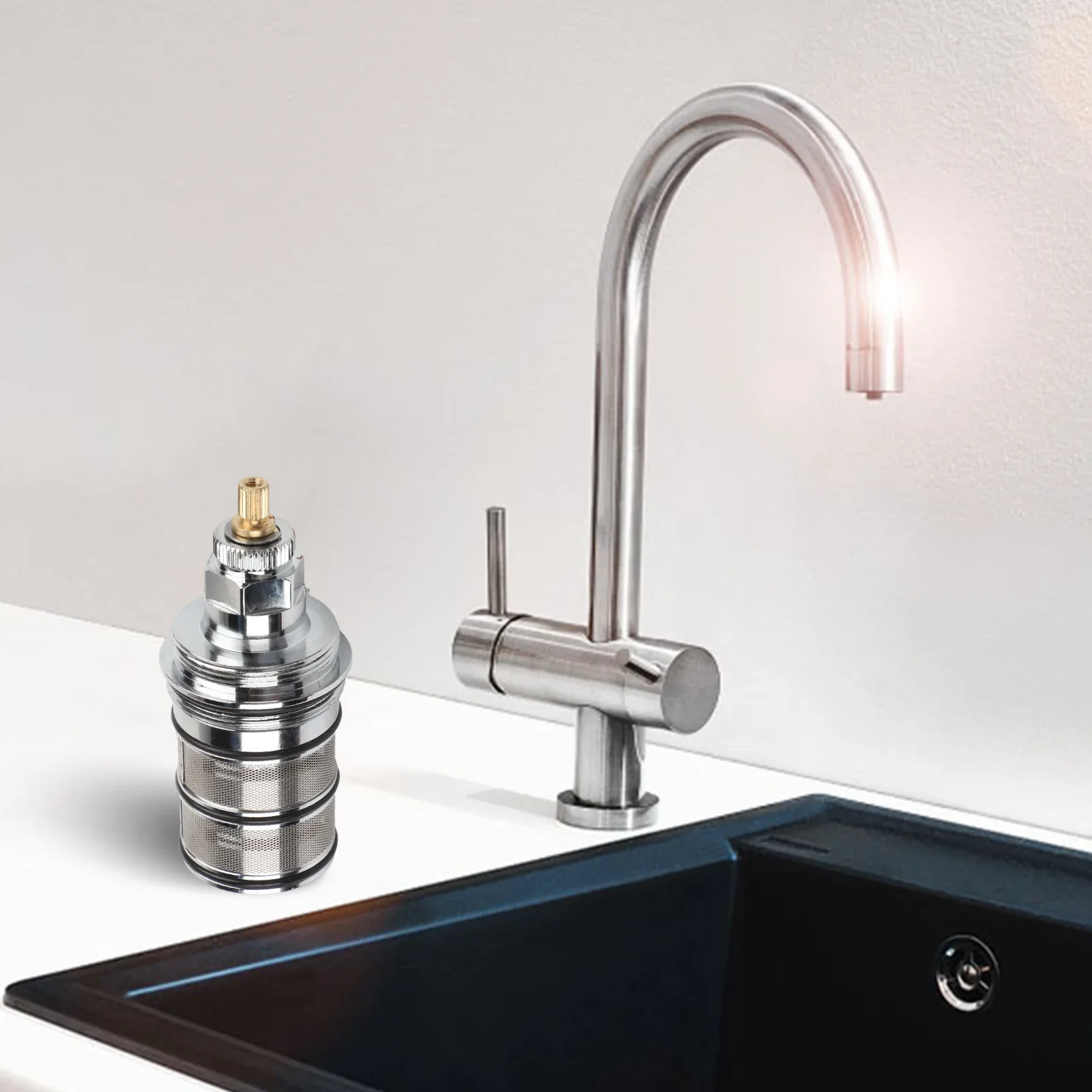 Faucet Accessory Brass Thermostatic Valve Adjustable Shower Valve Cartridge Valve Compatibility Built-in Compatibility