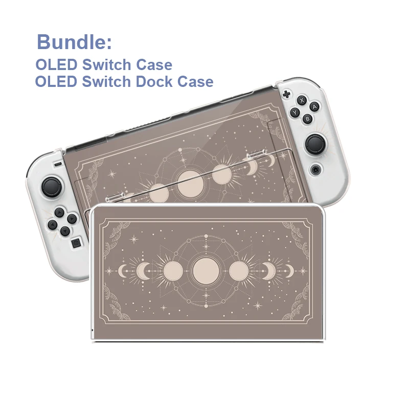 Funda Nintendo Switch Oled Cover Case Transparent Beige Sage Green Moon Phase Dockable Protective Shell For Controller Joy-Con