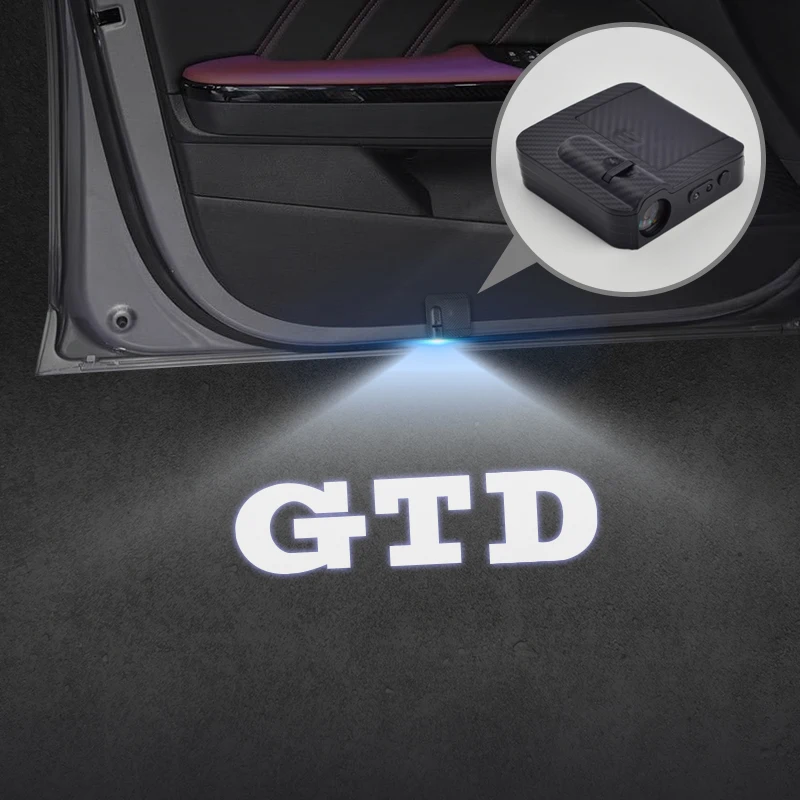 For GTD Emblem Tiguan Jetta Golf Polo MK3 MK4 MK5 MK7 R32 Car Door Light Welcome Lamp Wireless Projector Auto Decoration 