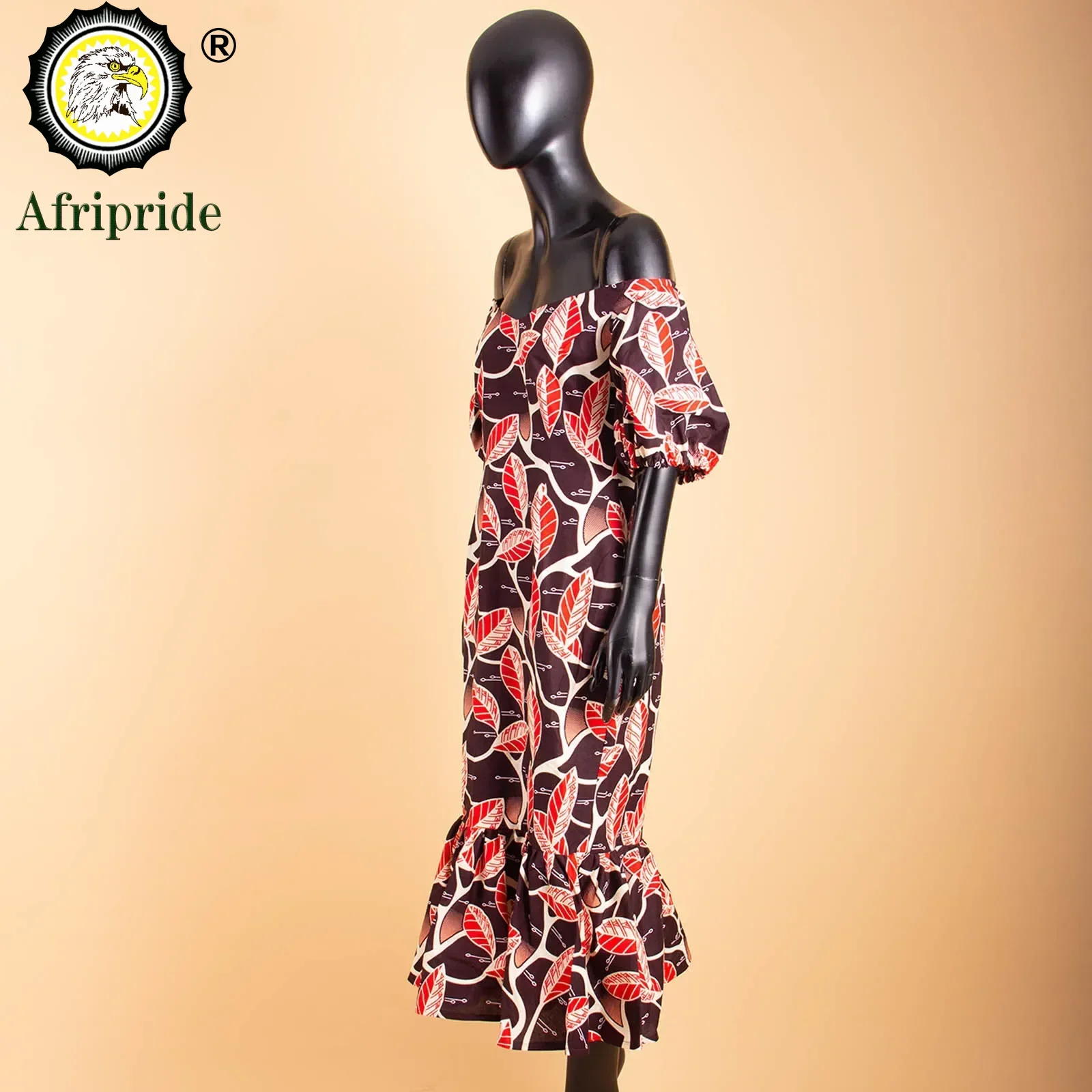 2026 African Dresses for Women Dashiki Bazin Riche Private Custom Spring&autumn Pure Cotton Ankara Print Midi Dress S1825061
