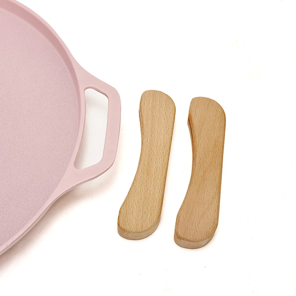

2Pcs Wooden Pan Handle Cover Thick Insulation Sleeve for Hot Pans Anti-Burn Pot Holder Grips Cookware Accessories