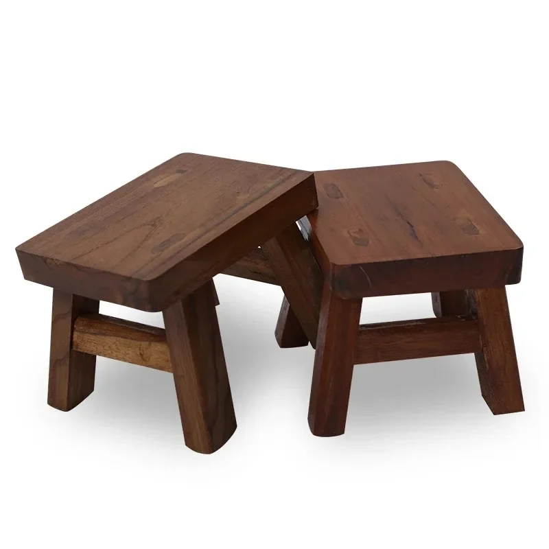 Chinese Style Solid Wood Long Leg Stool for Home Living Room Shoe Changing Stool Household Furniture