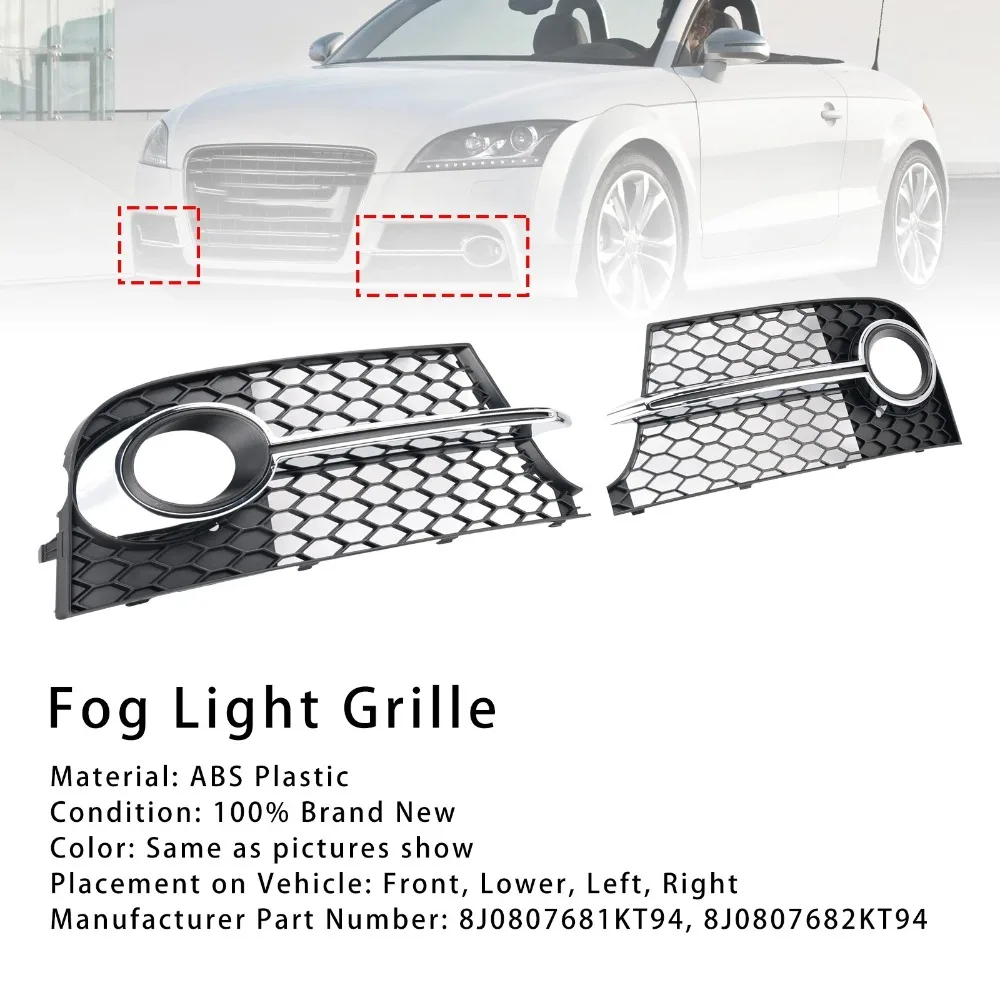 Para Audi TT MK2 S-LINE TTS 2011-2014 cubierta de rejilla de luz antiniebla 2X cubierta de rejilla delantera de coche cubierta de rejilla de panal parrilla de malla 8J0807681KT94