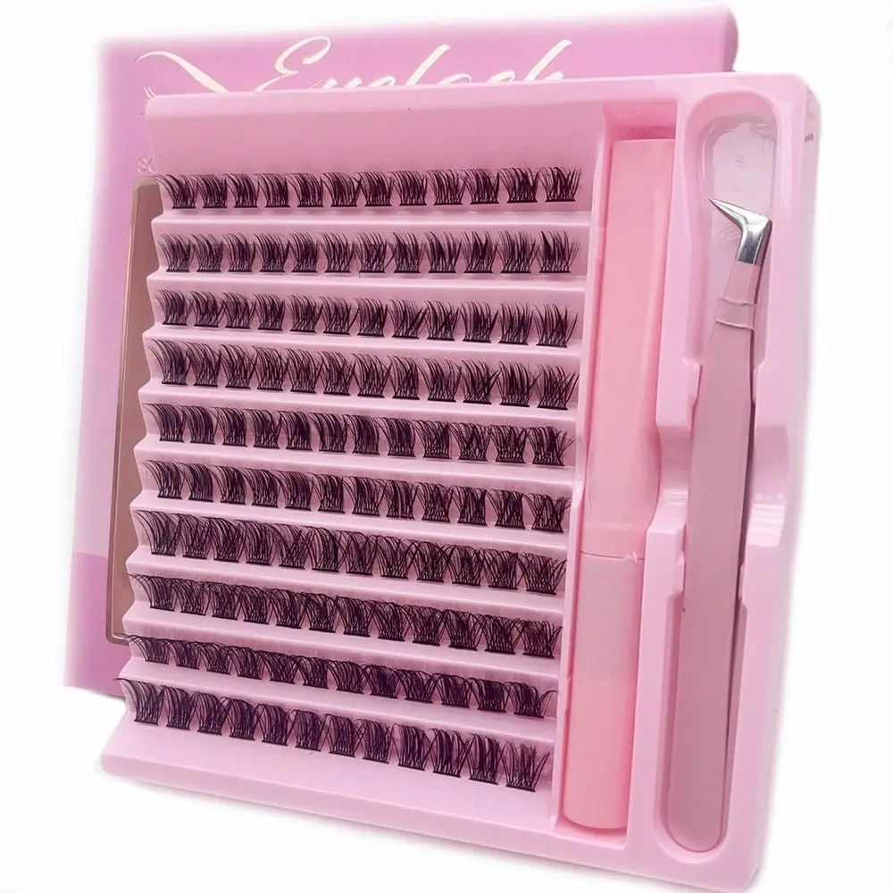 

Handmade Mixed Length Cluster Lashes Kit DIY with Glue Individual Lashes Self Application Fluffy False Eyelashes at Home