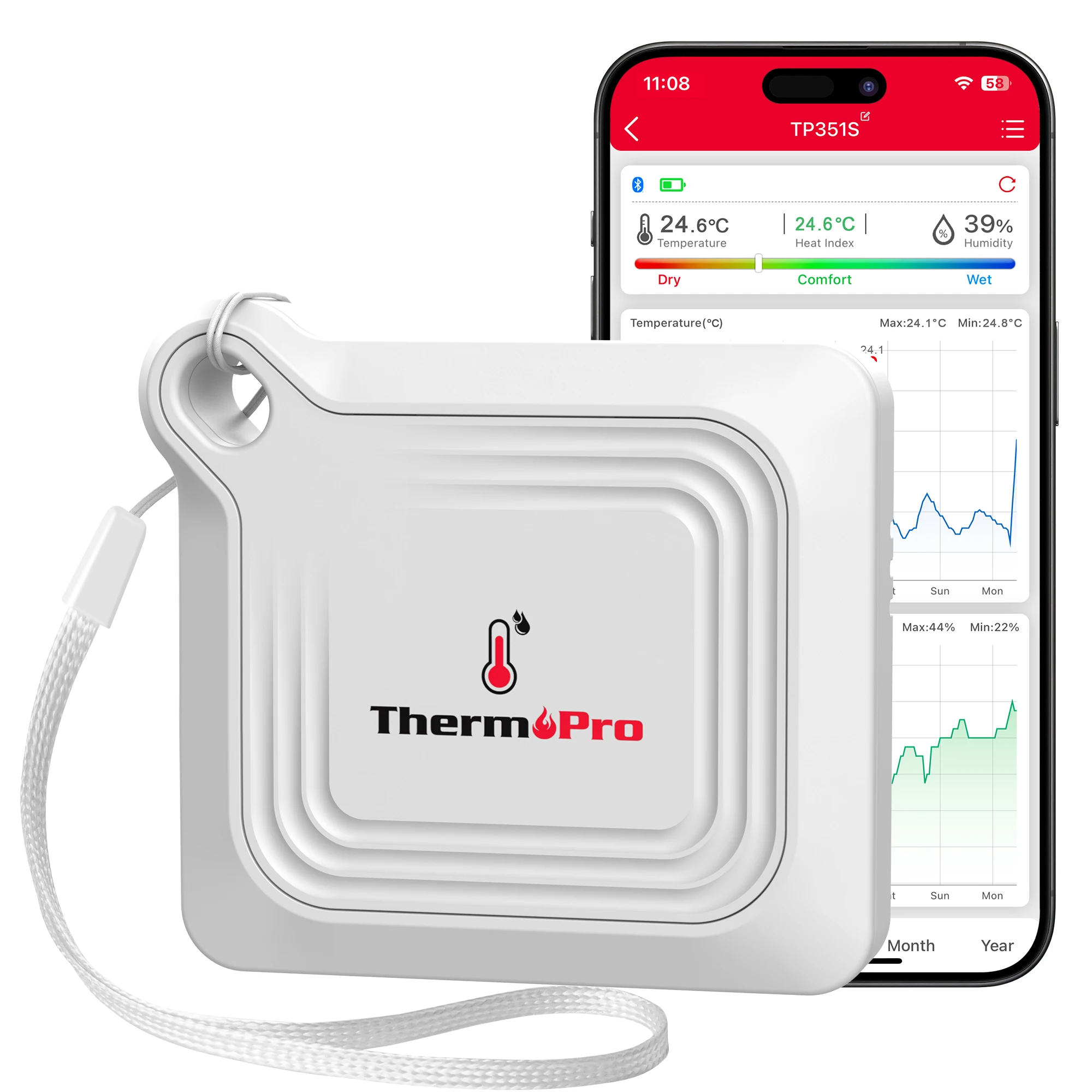 Digital Hygrometer Probe - ThermoPro TP351 Bluetooth Higrometre Termometre İç