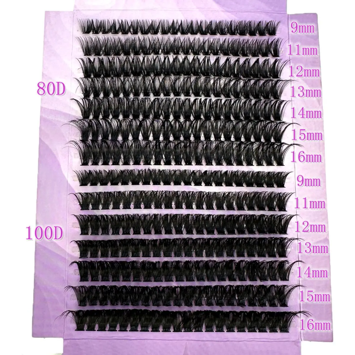 Purple Box 60D-160D Wimpernbüschel 9-16mm Mix Tray Wispy Einzelwimpernverlängerungen 14 Reihen DIY Nerz-Kunstwimpern Make-up – Detail 7