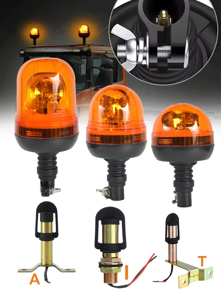 JALN7 Baken Roterend Licht Tractor Waarschuwing Emergency Strobe Halogeen Signaallamp Truck Beugel 12V Originele Klassieke Amber - afbeelding 2