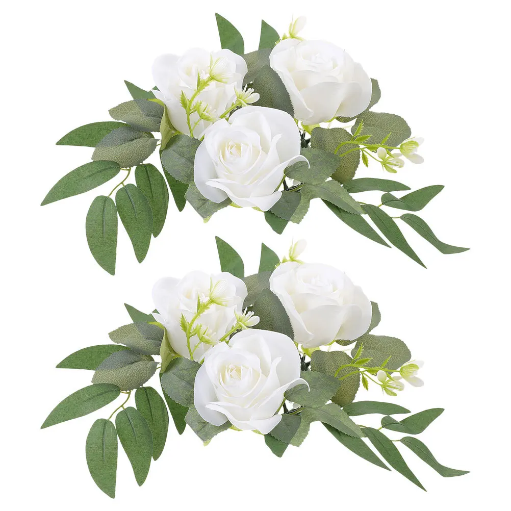 

2Pcs Fake Rose Ring Elegant Rings for Decor Home Living Room Bedroom Wedding Table Centerpiece Flower Centerpieces