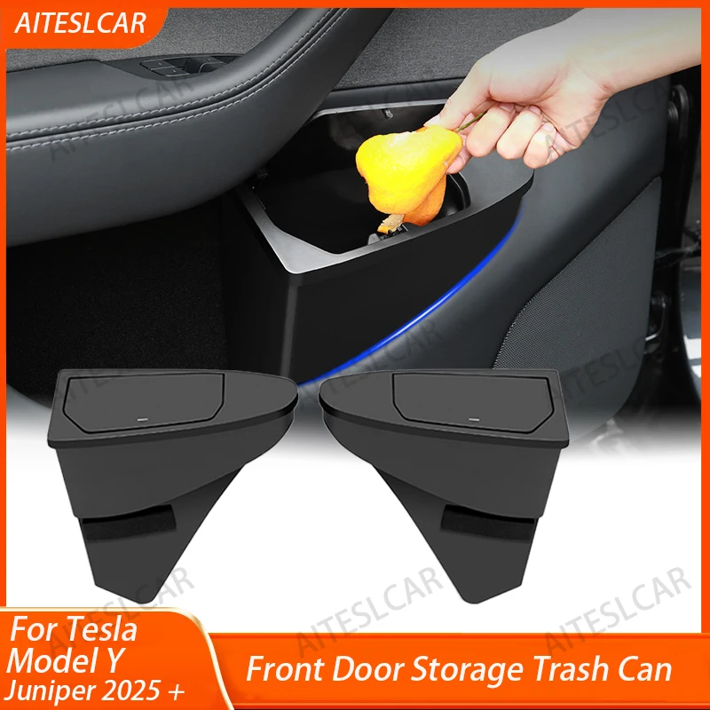 

Для Tesla Model Y Juniper 2025 мусорный бак для хранения передней двери, ящик для хранения дверей автомобиля, многофункциональный ящик для хранения, автомобильные аксессуары
