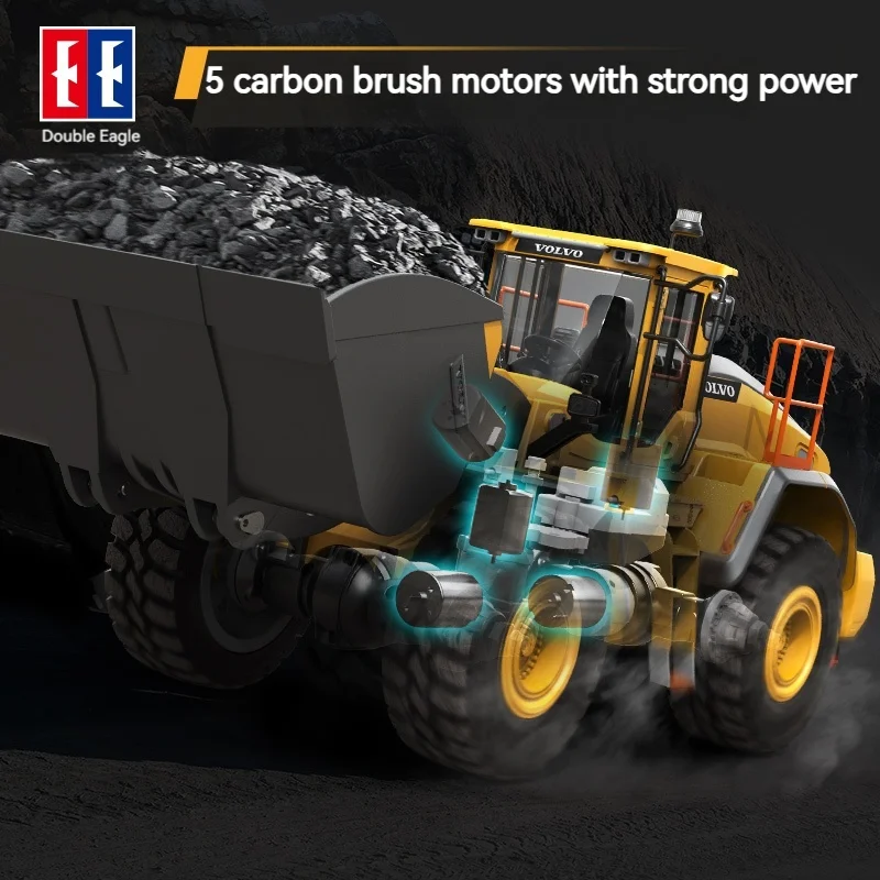Double Eagle E592 Alloy Wire Rod 1/16 Full Scale Remote Controlled Loader Forklift Volvo 4wd Bulldozer Model Boy Toy Car Gift