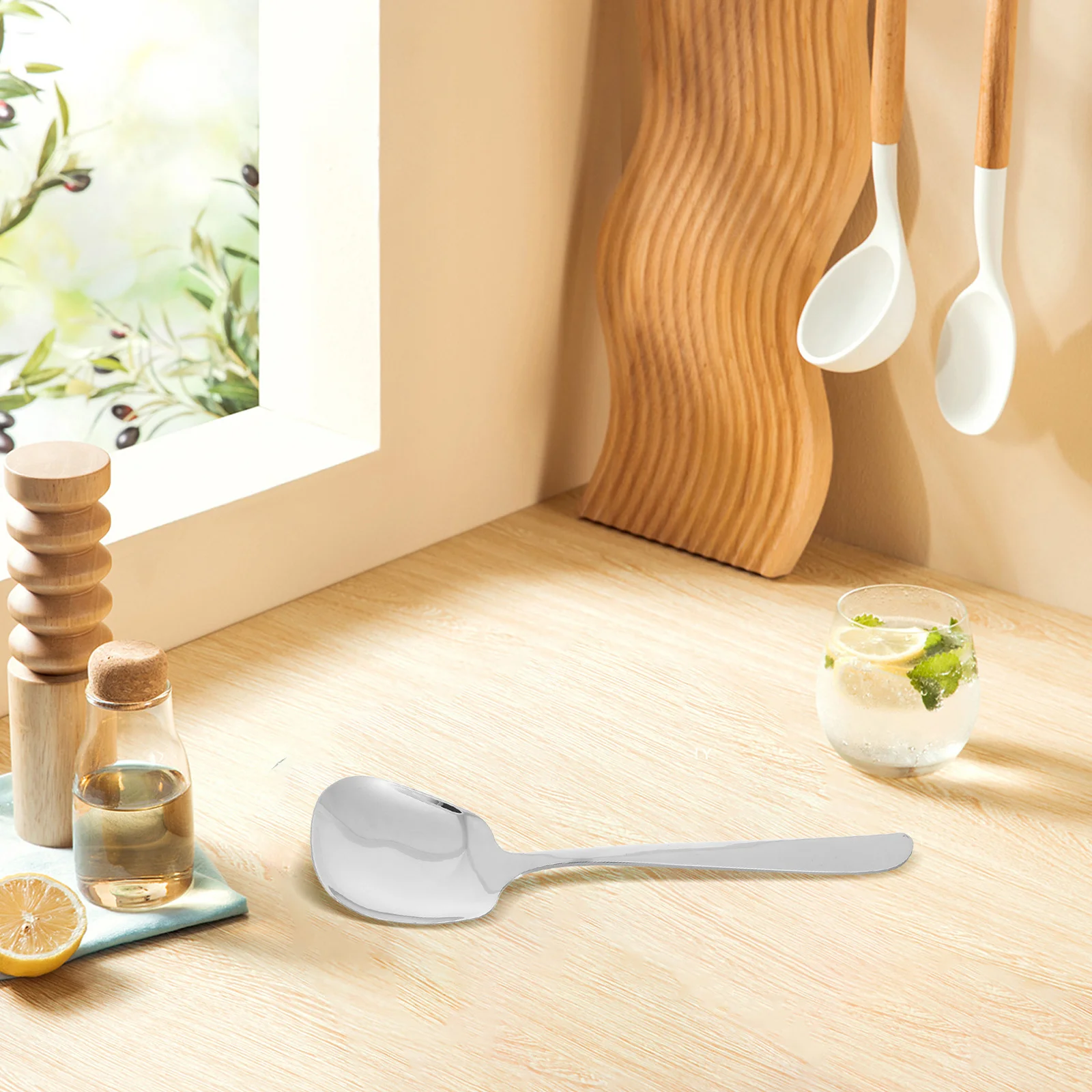 

25.5Cm Large Serving Spoon Stainless Steel Heavy Duty For Buffet Salad Pasta Catering Food Service Kitchen Utensil Metal Spoon