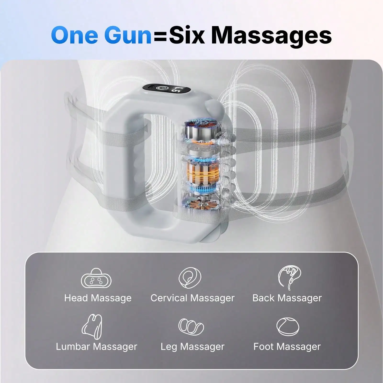 Cordless Vibration Massage Ring 6 Speed Adjustable Full Body Deep Tissue Massager With Belt Lymphatic Drainage Weight Loss Fitness Machine Gift For Women
