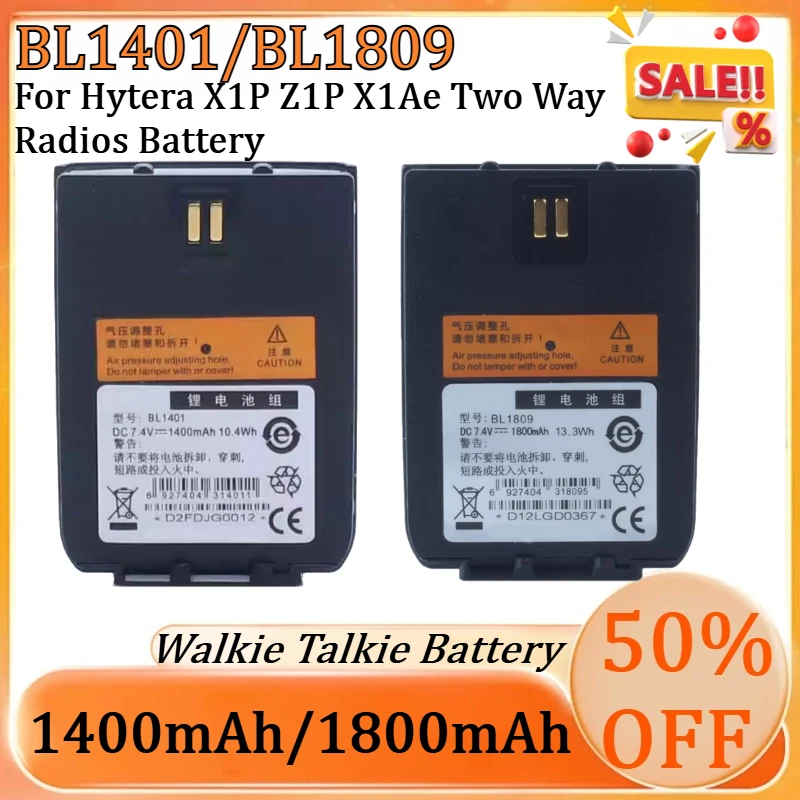 New 7.4V 1400mAh/1800mAh BL1401 BL1809 Replacement Li-ion Battery for Hytera X1P Z1P X1Ae Two Way Radios Battery