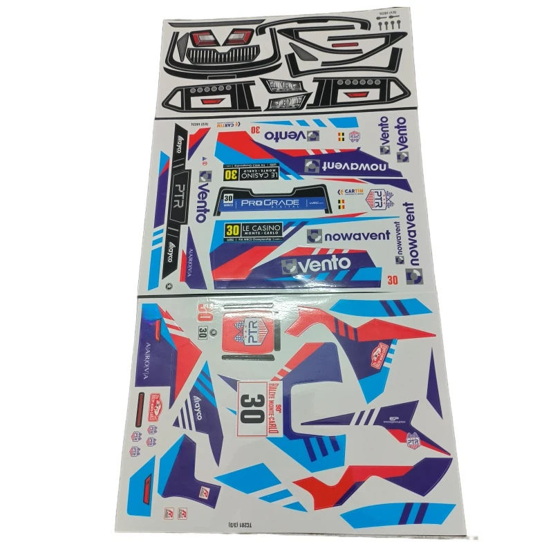 Arkusz kalkomanii pasujący do samochodu rajdowego Skoda Fabio 1/10 Clear RC Body Shell