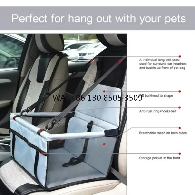 Clip-on Safety Leash Pet Car Booster Seat Portable Foldable Carrier With Seat Belt for Dog and Cat Pet Travel Carrier