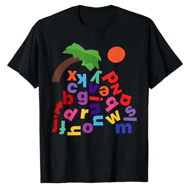

Alphabet Boom Tree T-Shirt Humor Funny Alphabet Letters Printed Graphic Tee Tops Gifts Summer Fashion Cool Short Sleeve Blouses