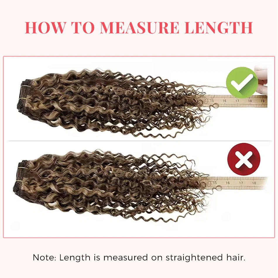 Wasserwellen-Clip-in-Haarverlängerungen, echtes menschliches Haar, 7 Teile/satz, kastanienbraun und gebronzierte blonde Highlights, lockige Clip-on-Haarverlängerungen – Detail 7