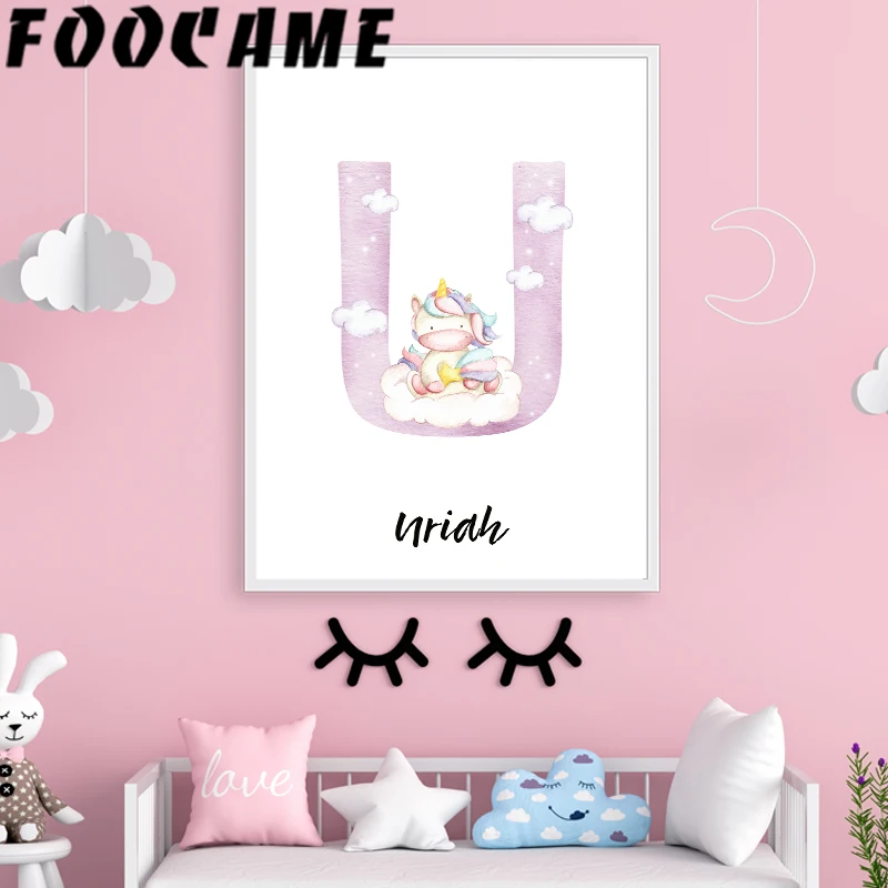 First Name Personalized Painting Own Canvas Poster Making Text Alphabet Baby Room Custom Wall Art Print Decorative Pictures