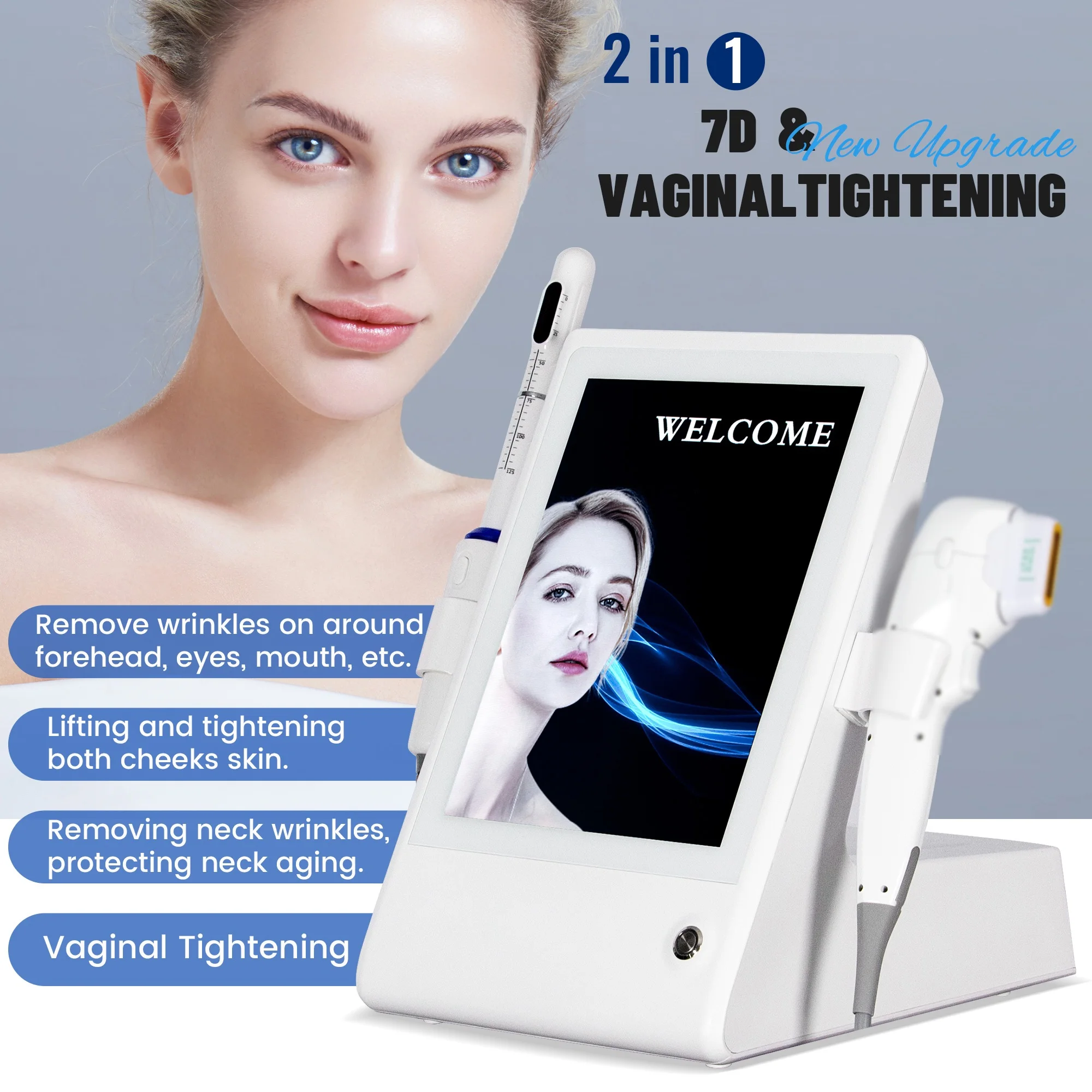 Portable 2-in-1 facial privacy 7D HI * FU machine for facial lifting wrinkle removal anti-aging and skin tightening 2026