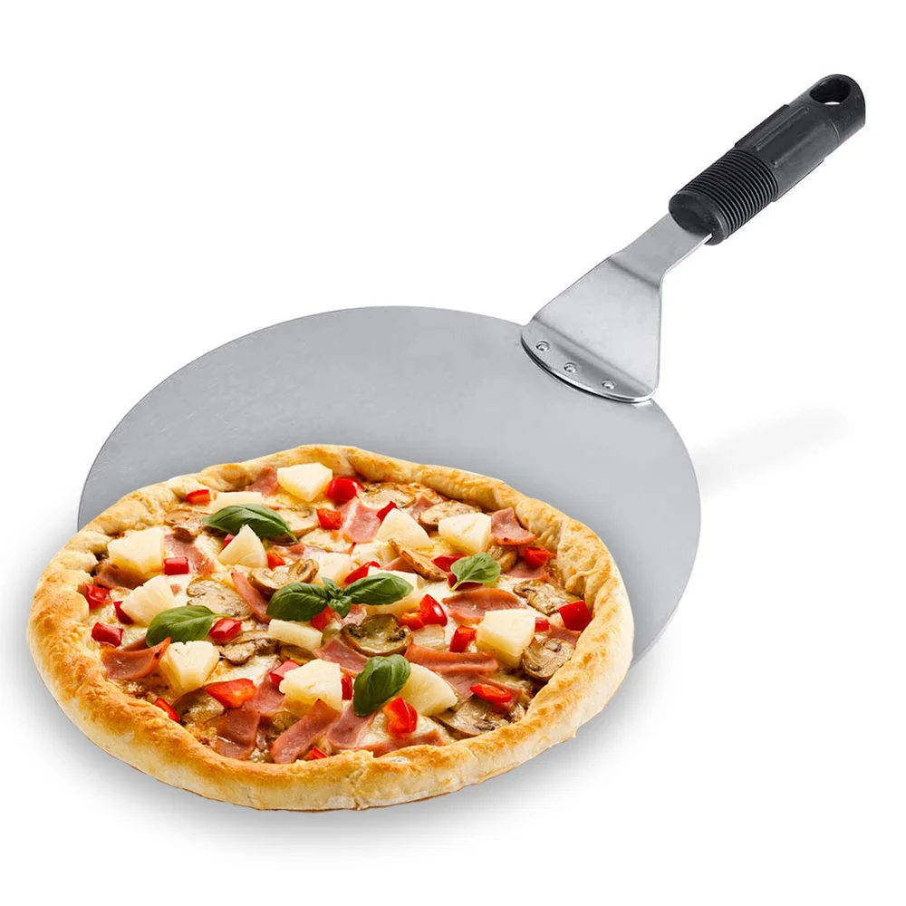

Stainless Steel Pizza Peel, Metal Pizza Paddle with Plastic Handle Turning Spatula Holder Baking Tool Cake Lifter for Baking