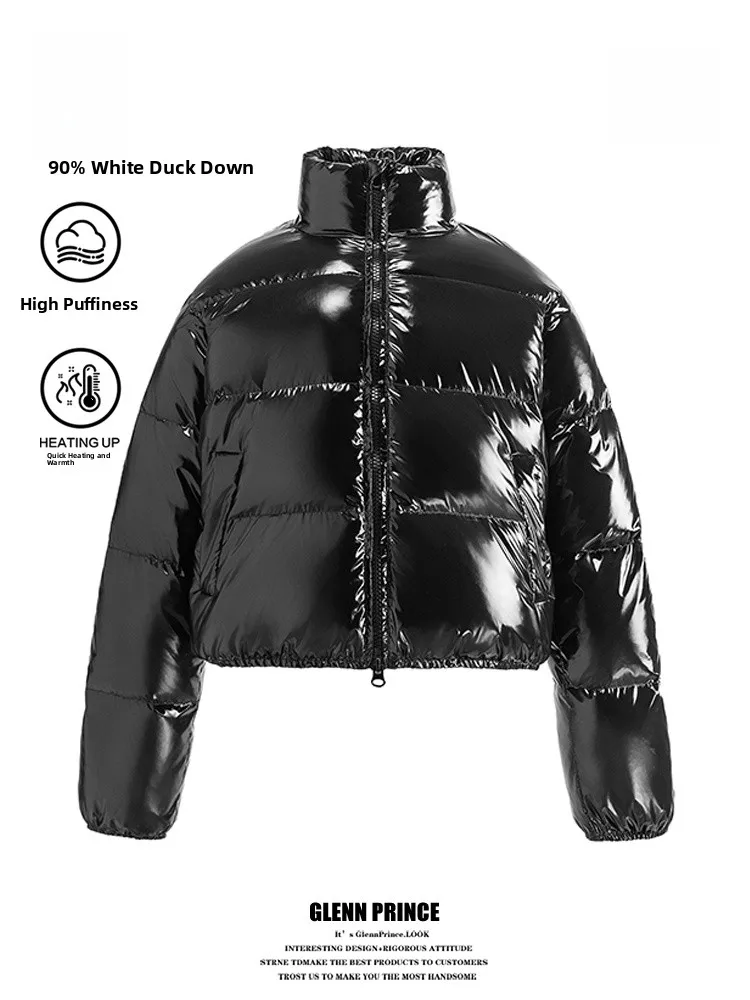 

GPstudio Korean Sle iny Surface down Jaet Women's ort Thi Warm Winter Coat Warm Fluffy White Du down Filling