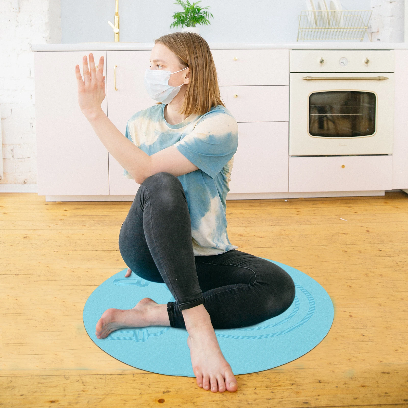 

1pc Jump Rope Mat Tpe Shock Absorption Floor Pad For Jump Rope Pilates Workout Kids Adults Exercise Mat