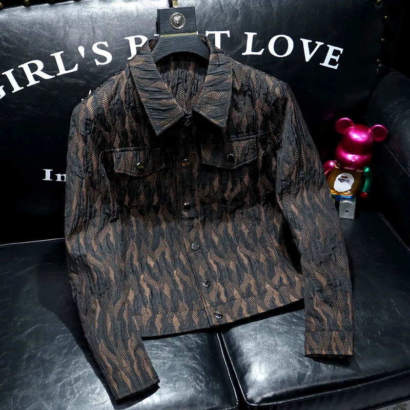 

Sli Casual Men's Jaet Spring Autumn Faion Urban Polyester Fiber Long Sve Printed Embroidered Versatile Haome