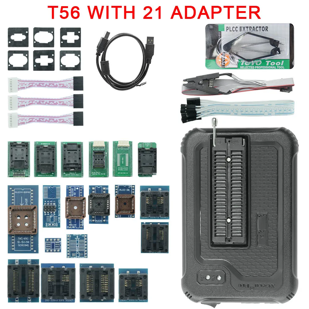 

Original V12.67 XGecu T56 Programmer with 21 Adapter 56 Pin Drivers Support 33000+ ICs for PIC/NAND Flash/EMMC TSOP48/TSOP56/BGA