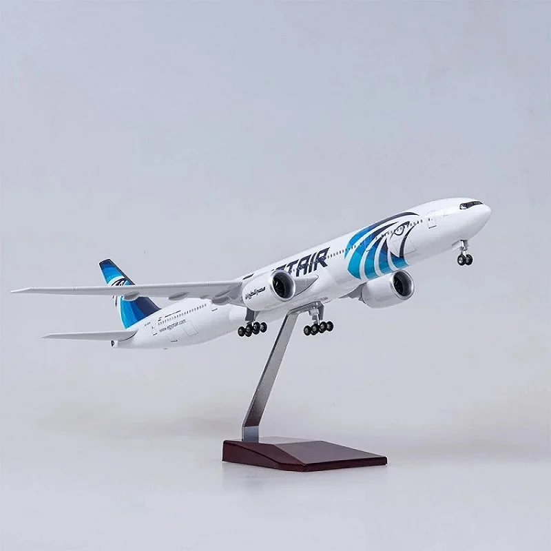 

1:157 Scale 47cm Aircraft B777 Egypt Air Airlines Model With Light and Wheel Diecast Resin Airplane Collection Display Gifts