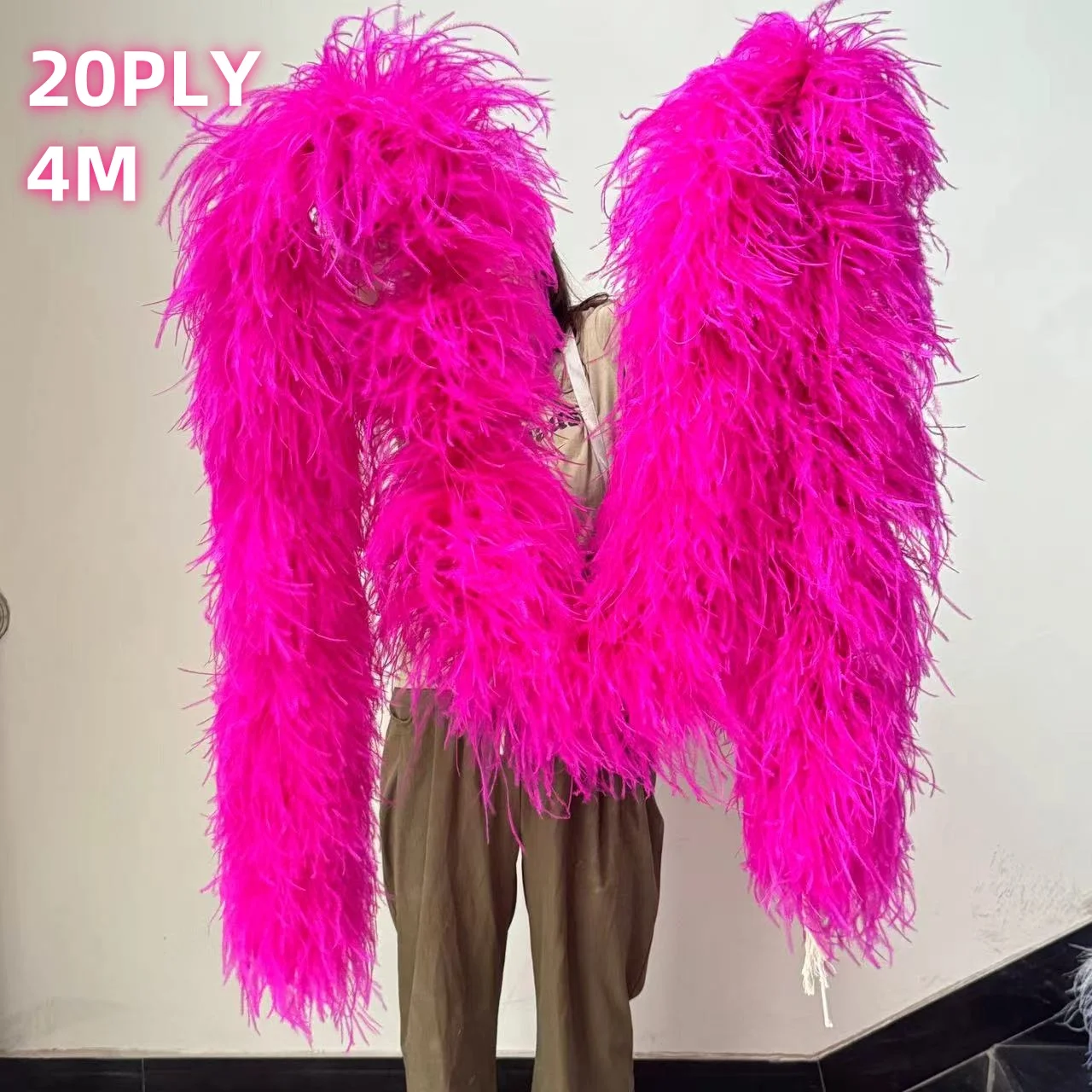 Customized Ostrich Feathers Trim Boa 2 3 4 Meters Long Decoration Plume Shawl for Wedding Party Dress Sewing Decoration 2Meter