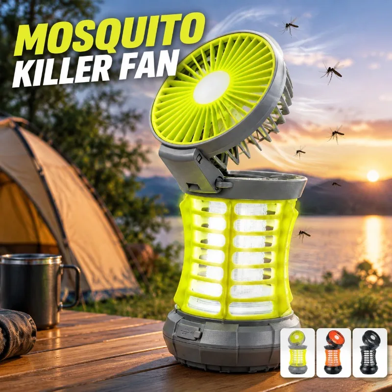 Fan Mosquito Killer Lamp Hanging Portable Camping Lantern Outdoor Illumination Bug Zapper Anti-mosquito Light for Wilderness