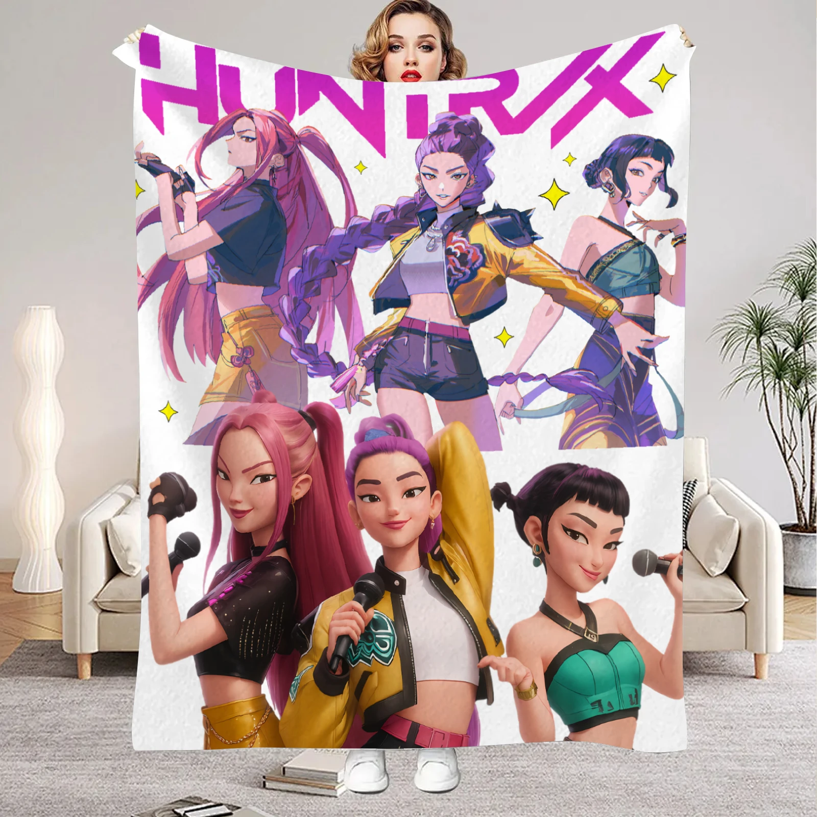 بطانيات kpop شيطان الصيادين هانتريكس جودة لينة دافئة رمي بطانية الشتاء الاطفال الأريكة السرير رقيق المفرش #4