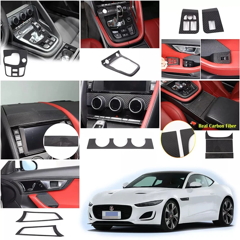 

Для Jaguar F-TYPE 2013-2024 центральная консоль из настоящего углеродного волокна, панель переключения передач, внутренняя центральная накладка, комплект аксессуаров