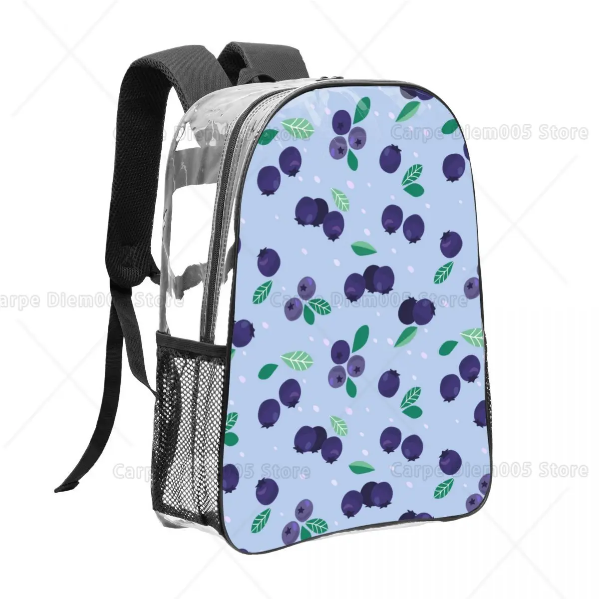 

Fashionable Blueberry Pattern Backpack Water-Resistant Casual Daypack Fresh Fruit Print Laptop Bag for Work School 16in