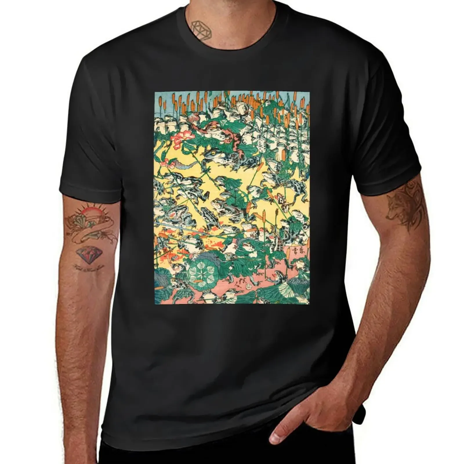 Fashionable Battle of Frogs by Kawanabe Kyosai, 1864 T-Shirt graphics custom t shirt plain big and tall t shirts for men