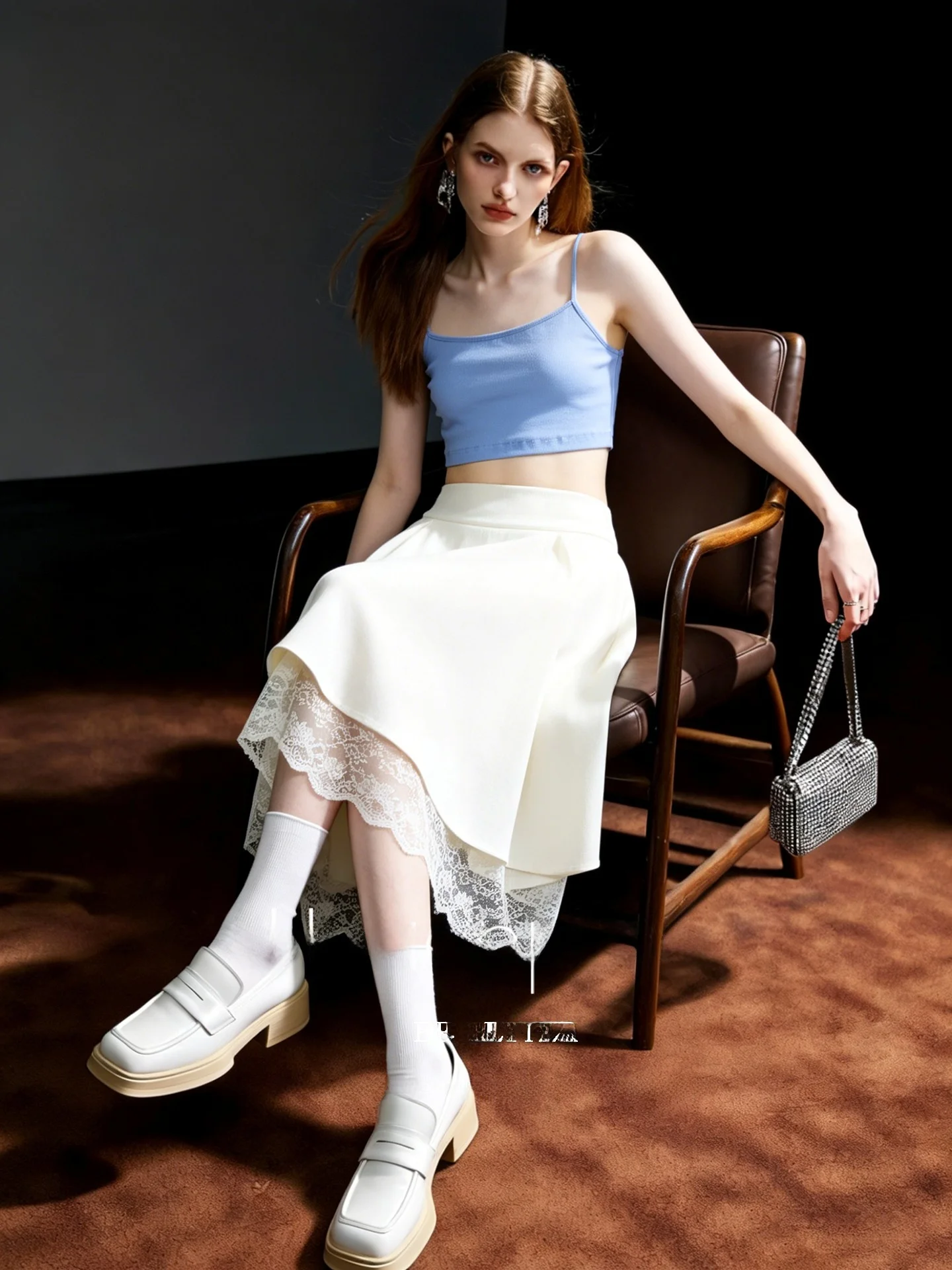Elegant Lace Patchwork High Waist A-Line Skirt Women's Summer New Style Slimming Long Skirt Commute City Daily Travel