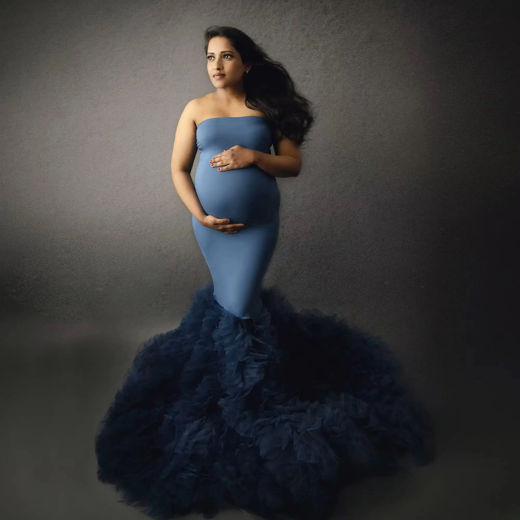 

Облегающее платье Don & Judy с открытыми плечами, тюлевая верхняя юбка, элегантная одежда для детского душа, платье для беременных женщин