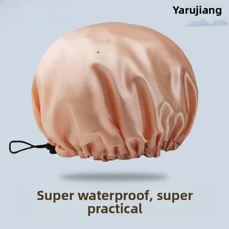 

Thickened Bath Cap for Women Waterproof Adjustable Oil Proof Double Layered Shower Cap Large Size Adult Use