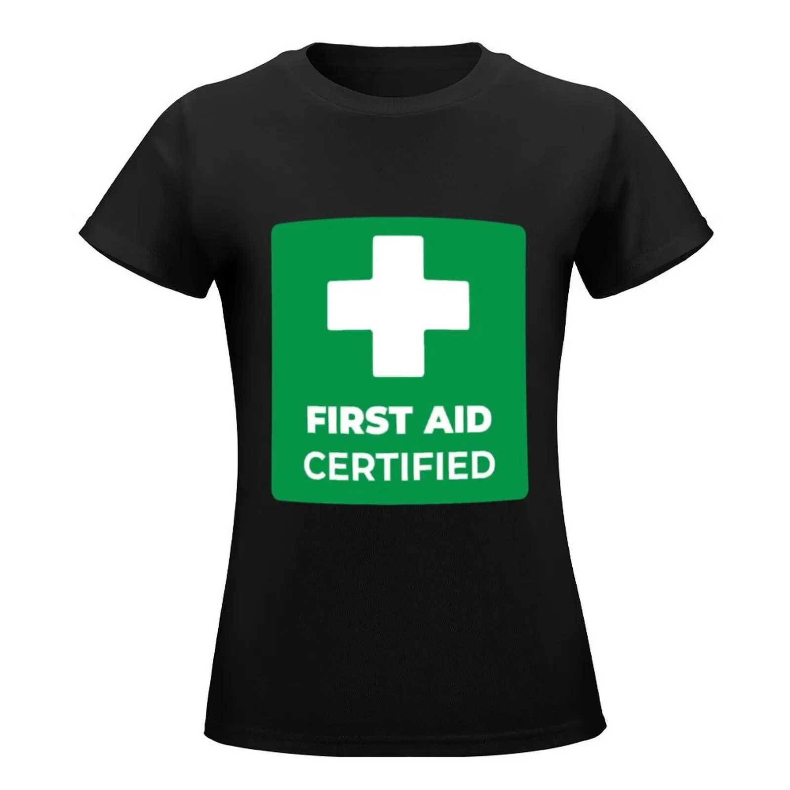 First aid certified T-Shirt summer clothes graphics workout shirts for Women loose fit